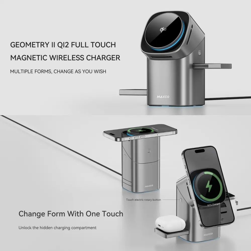 Picture of Maxco Mw15 Geometry Ii Qi2 Magnetic Wireless Charger