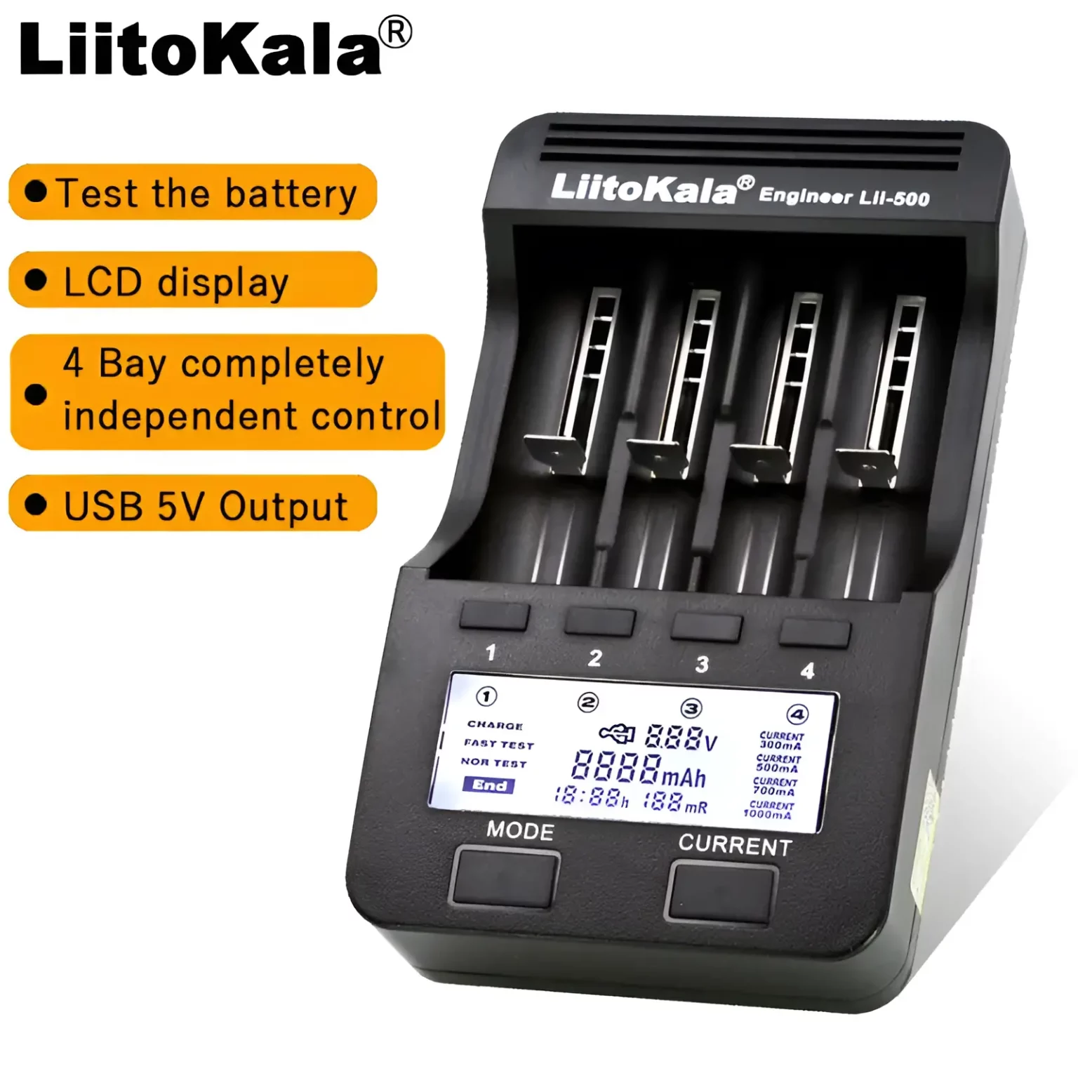 Picture of Liitokala Engineer Lii-500 4-Slot LCD Smart Universal Battery Tester Charger