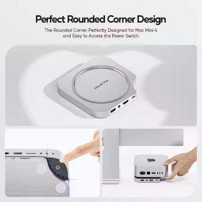 Picture of PULWTOP Mac mini M4/M4 Pro Hub Stand Dock with External Storage Upgrade M.2 SSD Enclosure(SSD NOT Included)