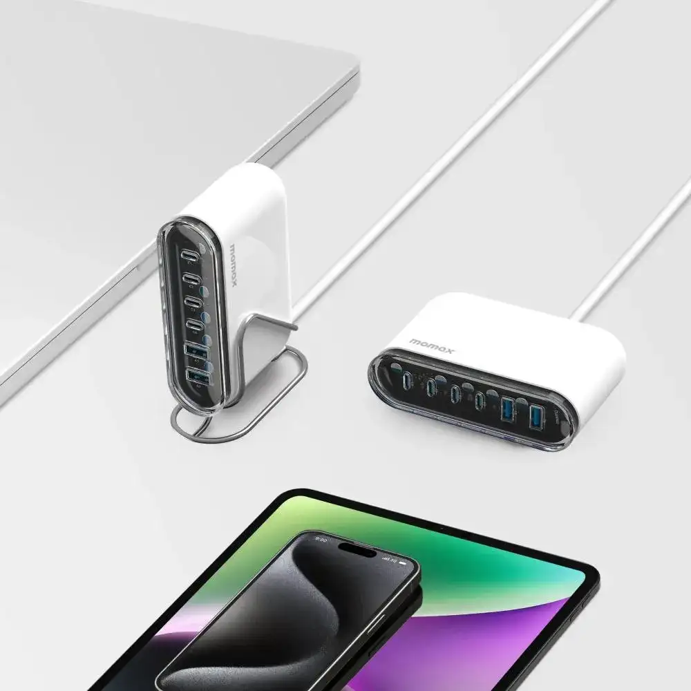 Picture of MOMAX 1-Charge Flow+ 120W USB-C & USB-A 6-Port GaN Desktop Charger (UM55)