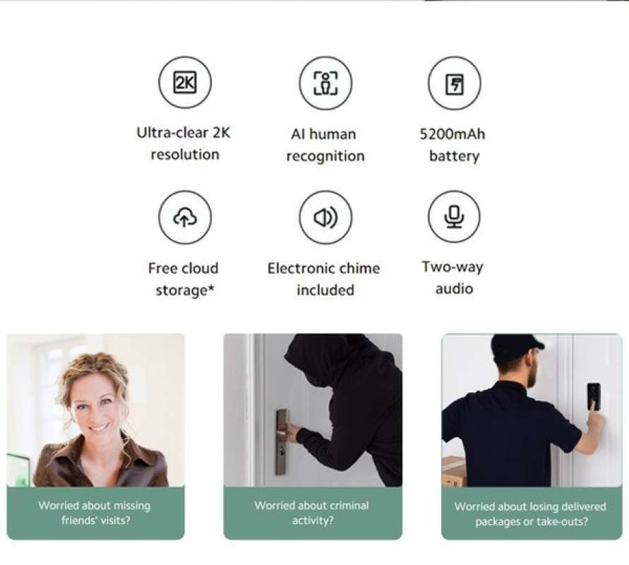 Picture of Xiaomi MJML05-FJ Smart Doorbell 3 Sharp 2K Clarity 5200mAh Battery