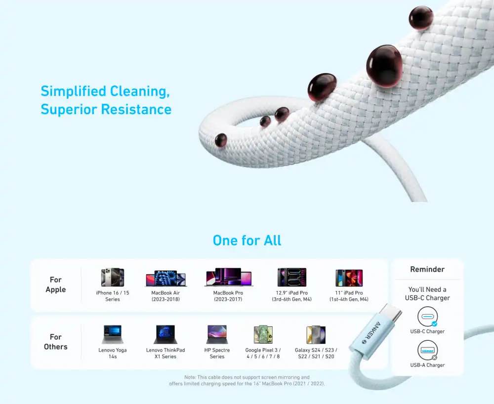 Picture of Anker Zolo 240W USB C to USB C Cable for iPhone 16 Series,MacBook