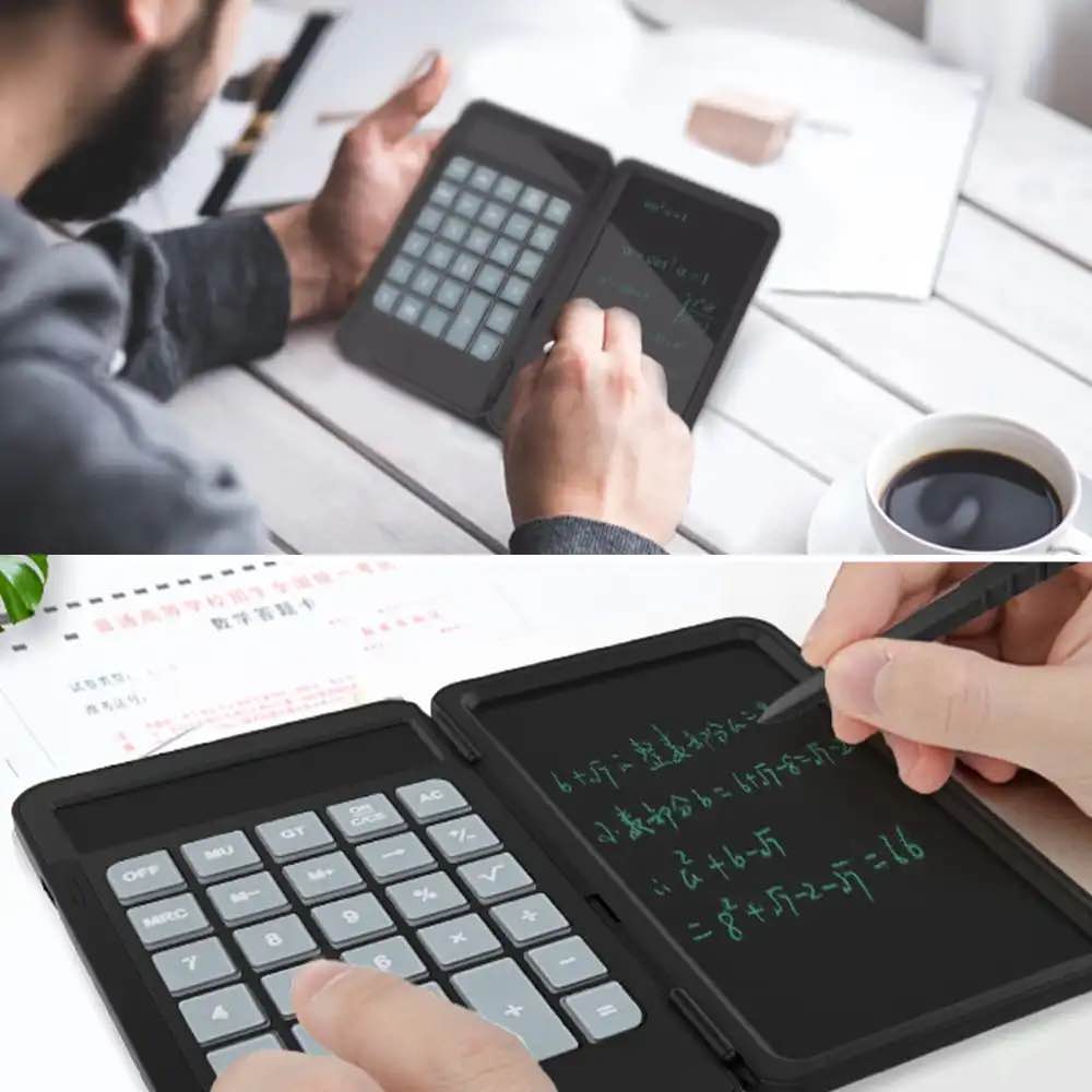 Picture of Portable Calculator & LCD Writing Tablet Digital Drawing Pad 12 Digits Display with Stylus Pen Erase Button Lock Function