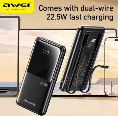 Picture of Awei P76K 22.5W 10000mAh Powerbank Built-In Cable bd price