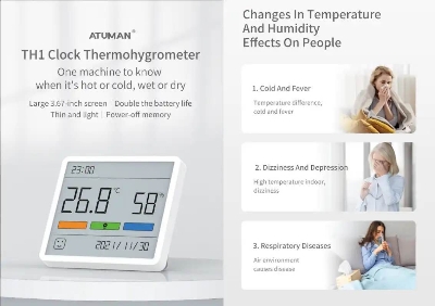 Picture of Xiaomi Duka Atuman TH1 Clock Electronic Thermohygrometer Thermometer Calendar 2.8' Thin Screen