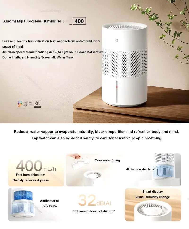 Picture of Xiaomi Mijia Fogless Air Humidifier 3 Work with Mi Home APP 4L
