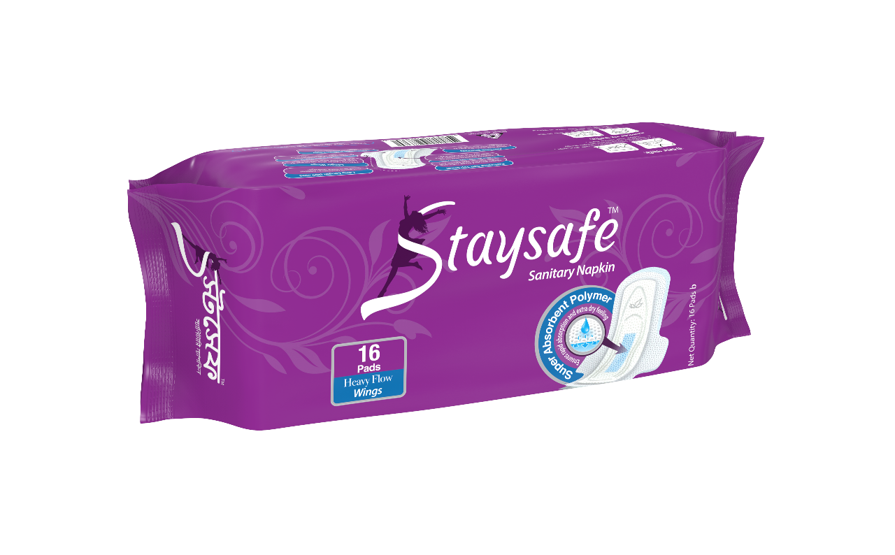 Picture of Staysafe Sanitary Napkin Heavy Flow Wings 16 Pads 