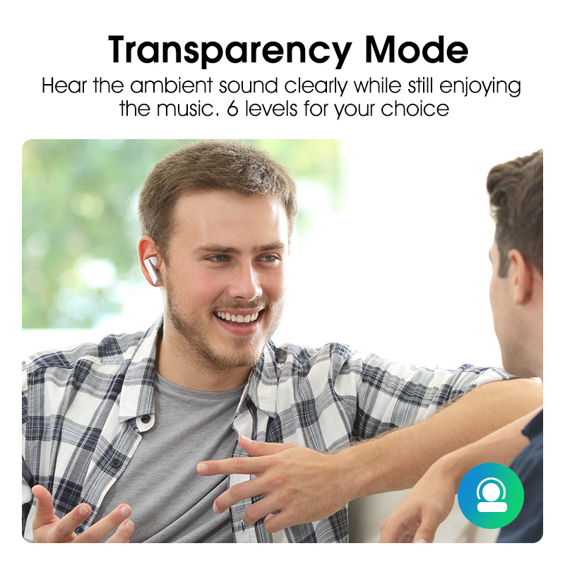 Picture of QCY HT05 ANC Wireless Earphone 40dB Noise Cancelling Bluetooth 5.2 Headphone 6 Mic ENC HD Call TWS Earbuds