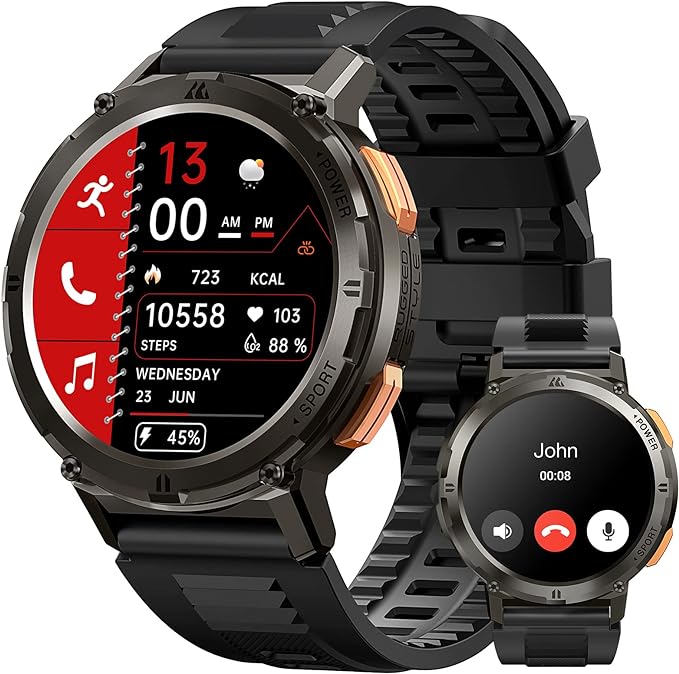 Picture of KOSPET TANK T2 Military Smart Watch Ultra Men Smartwatch Women Sport Electronic Fitness AMOLED AI Voice IP69 Waterproof