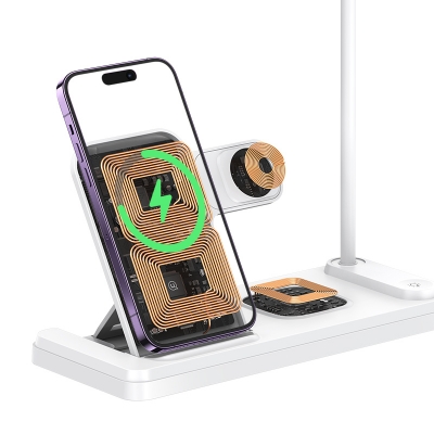 Picture of Usams  Cd195 15W 4 In 1 Desk Table Lamp Magic Wireless Charger With Phone Holder Wireless Charger Stand