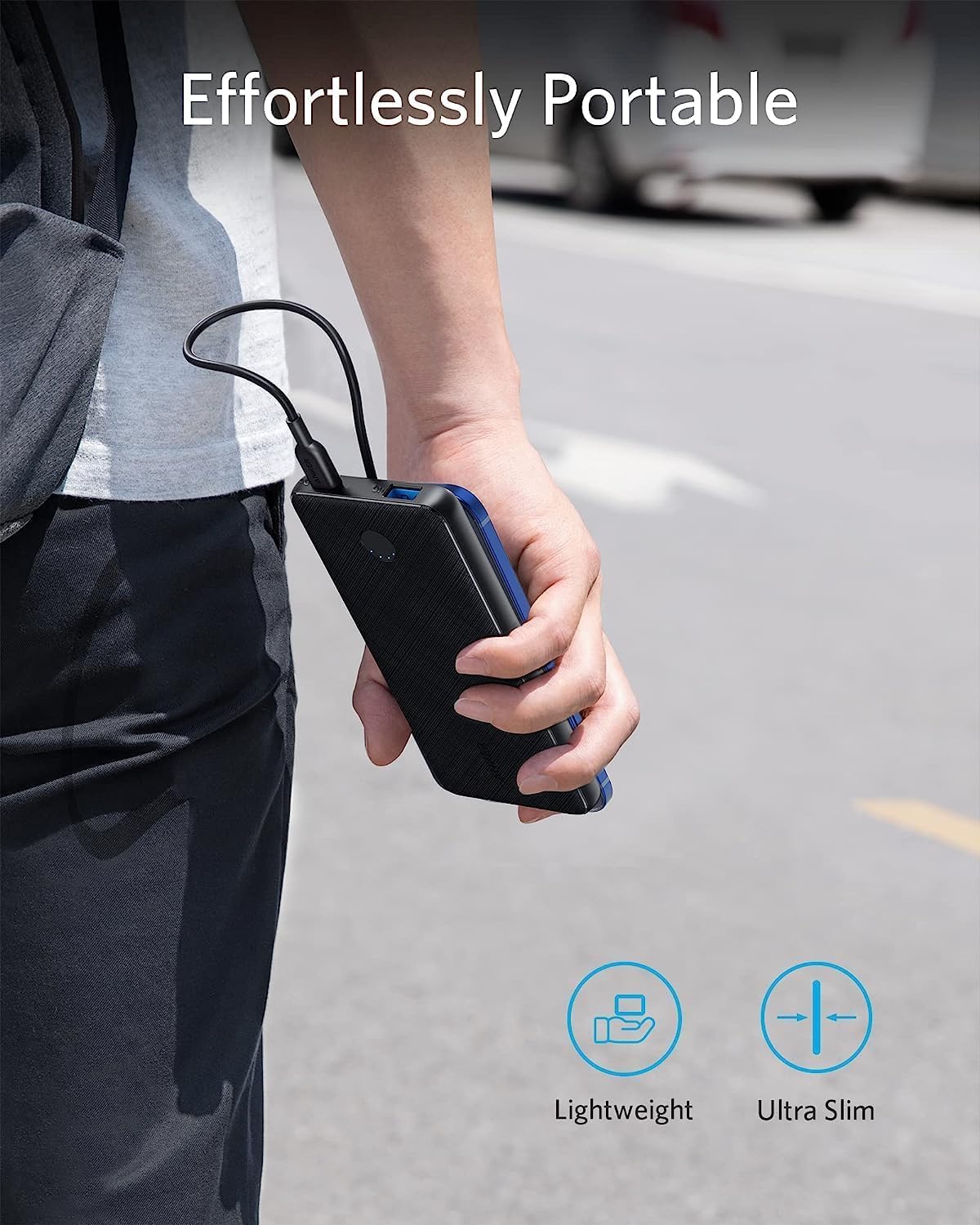 Picture of Anker A1245  Portable Charger, USB-C Portable Charger 10K with 20W Power Delivery, Power Bank (PowerCore Slim 10K PD)