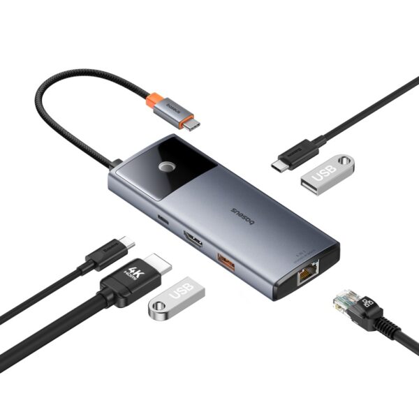 Picture of Baseus Hub Metal Gleam Series II 6 in 1 Type-C HUB HDMI 4K60HZ Rj45 Space Grey