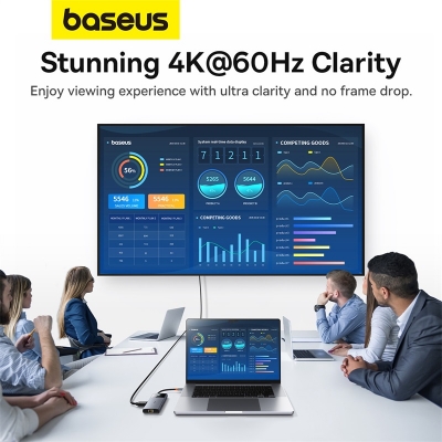 Picture of Baseus Hub Metal Gleam Series II 6 in 1 Type-C HUB HDMI 4K60HZ Rj45 Space Grey