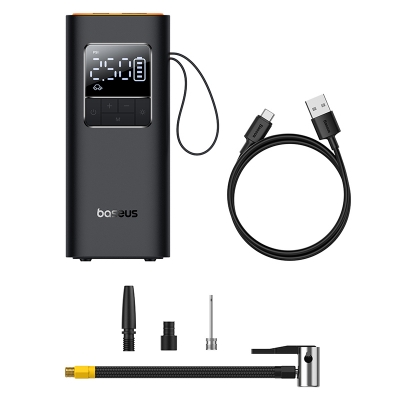 Picture of বেসিউস Inflator Super Mini Pro Series 4000mAh Wireless Car Tire Pumper Inflator Cluster Black