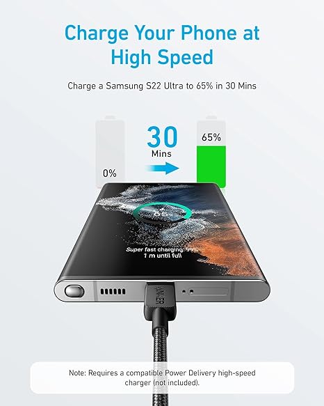 Picture of Anker 60w 322 USB-C to USB-C Cable 6ft Braided