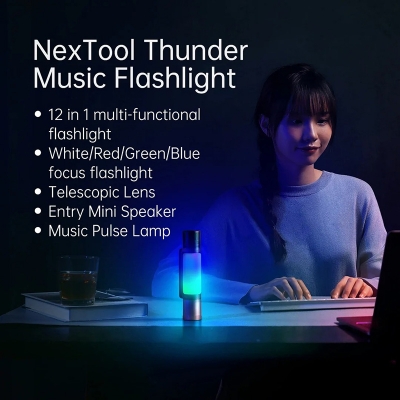 Picture of NexTool 12 In 1 900lm Flashlight With Speaker Pickup Rhythm Light 4 Colors Rechargeable Flashlight For Outdoor Camping