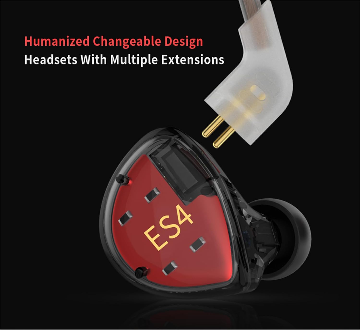 Picture of KZ ES4 Wired Earbuds, Extra Bass in Ear Monitor Earbuds, High Fidelity Gaming Earbuds, 1dd 1ba Drivers Hybrid Technology IEM Earphones KZ Headphones for Gaming Video Music