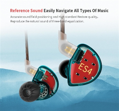Picture of KZ ES4 Wired Earbuds, Extra Bass in Ear Monitor Earbuds, High Fidelity Gaming Earbuds, 1dd 1ba Drivers Hybrid Technology IEM Earphones KZ Headphones for Gaming Video Music