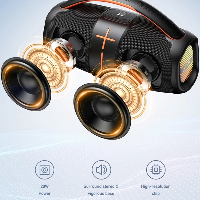 Picture of Awei Y887  Portable Speaker TWS Bluetooth 5.3 Outdoor Speaker with Balanced Bass AUX MP3 Player Waterproof Multiple LED Modes