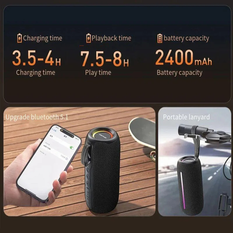 Picture of Awei Y788 Portable Outdoor Bluetooth Speakers With RGB Light Hifi Stereo Sound IPX5 Waterproof TWS Speakers