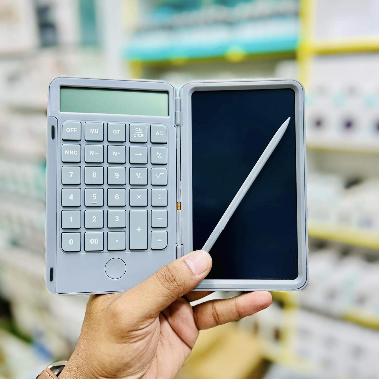 Picture of Portable Calculator & LCD Writing Tablet Digital Drawing Pad 12 Digits Display with Stylus Pen Erase Button Lock Function