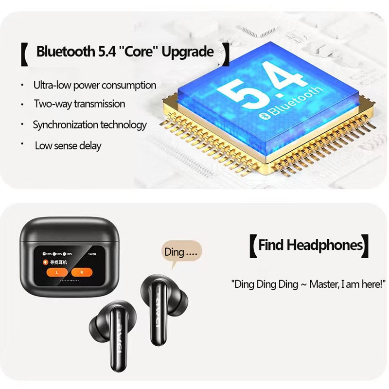 Picture of Awei T56 ANC TWS Earphone With Touch LCD Screen