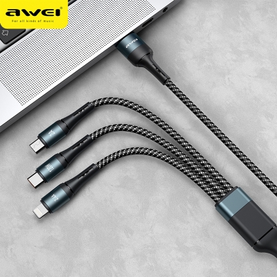 Picture of Awei Cl-972 120W 3In1 Fast Charging Cable 1.2M - Type C Cable