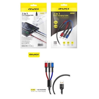 Picture of Awei CL-971 3 in 1 USB Cable (Micro, iPhone, Type-C)