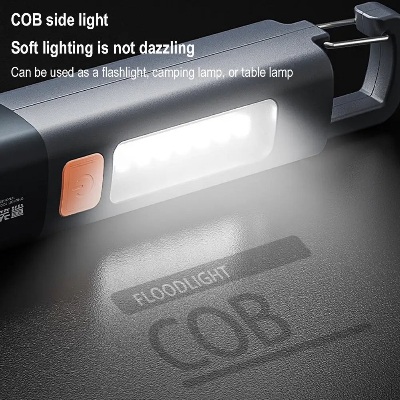 Picture of Smiling Shark SD1023 LED Torch Light XPE Super Bright Flashlight With Hook Camping Light USB Rechargeable Zoomable Waterproof