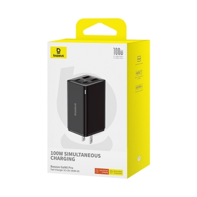 Picture of Baseus GaN6 Pro 100W 2 x USB-C Type-C + 2 x USB Fast Charger, US Plug