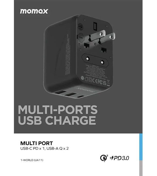 Picture of Momax 1-World 20W 3-Port+AC Travel Adapter UA11