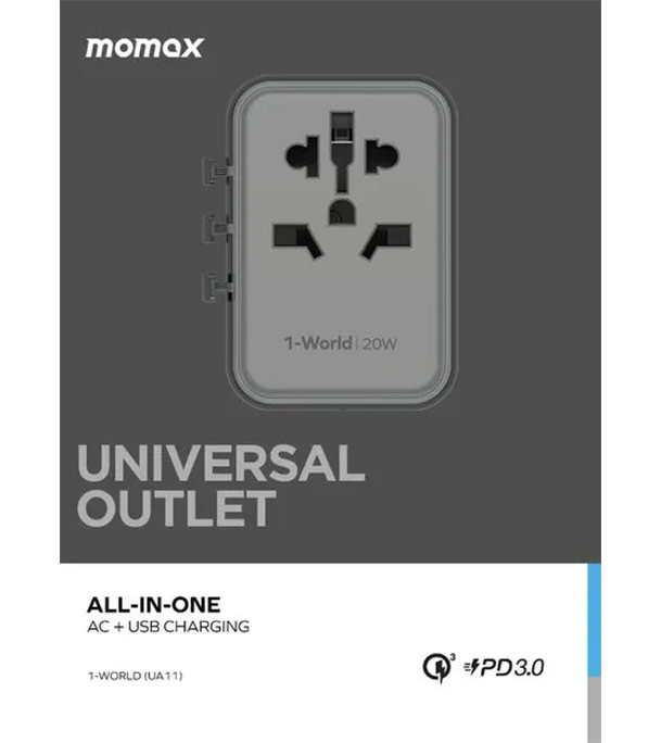 Picture of Momax 1-World 20W 3-Port+AC Travel Adapter UA11