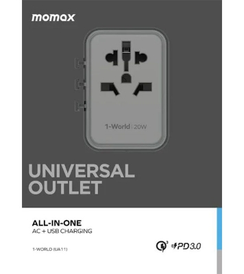 Picture of Momax 1-World 20W 3-Port+AC Travel Adapter UA11