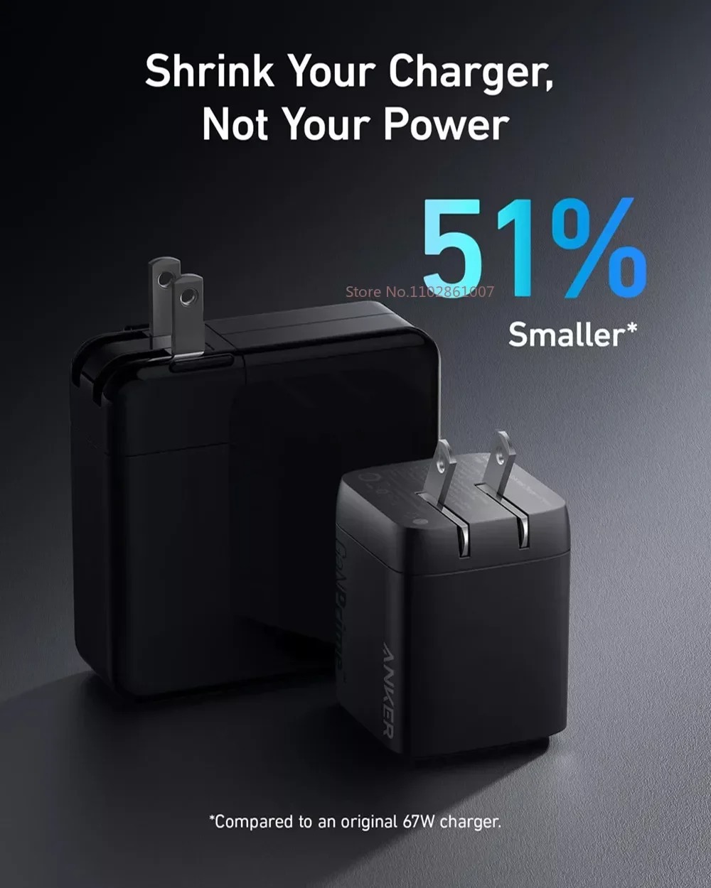 Picture of Anker Prime GaN 67W A2669 Multi Port Charger USB C Compact Plug TypeC Fast Charging Suitable For MacBook Laptops Phones