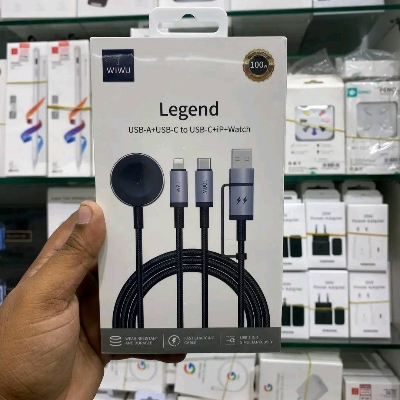 Picture of WiWU Wi-C050 Legend Series 3in1 USB-A + Type-C to Lightning – Type-C – Smart Watch Charging Cable 100W 1.2M
