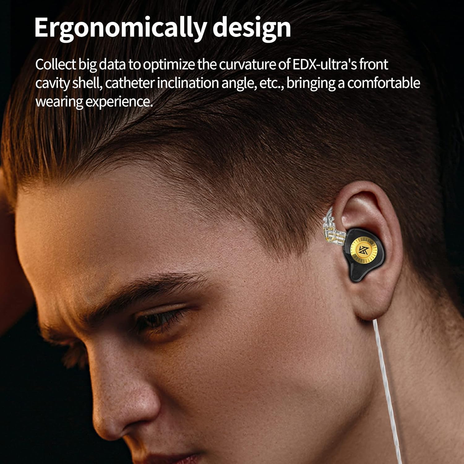 Picture of KZ EDX Ultra Wired Earbuds HiFi 10mm Dynamic Driver in-Ear Earphone IEM Headphones Bass Boost Noise Isolating Headphone Stereo Sound Tangle-Free Cord for Singer Musician DJ Stage(Black, with Mic)