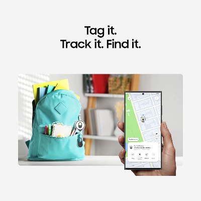Picture of Samsung Galaxy SmartTag2, Bluetooth Tracker, Smart Tag  Locator Tracking Device, Item Finder for Keys, Wallet, Luggage, Pets, Use w/ Phones and Tablets Android 11 or Later, 2023, 1 Pack, Black