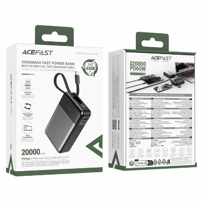 Picture of ACEFAST M21-20000 Power Bank 20000mAh PD 65W Phone Charger with Built-In Type-C Cable