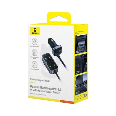 Picture of Baseus BackseatPal L1 In-vehicle Car Charger 3U+3C 110W Cosmic Black