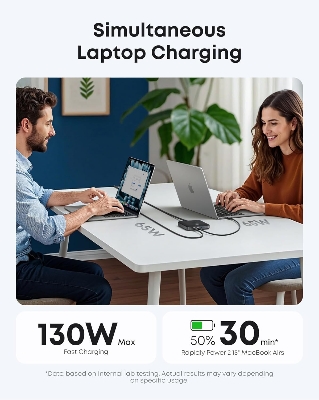 Picture of Anker Nano USB C Charger, 6-Port Charging Station with Ultra-fast 130W Output, 4 USB-C, 2 USB-A Ports, Compact and Stylish, For iPhone 16/15/14 Series, iPad, MacBook, Pixel, Galaxy, and More