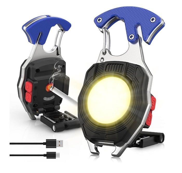 Picture of Keychain W5147 Work Light Multifunctional Cigarette Lighte r Rechargeable Portable led Strong Mini Flashlig