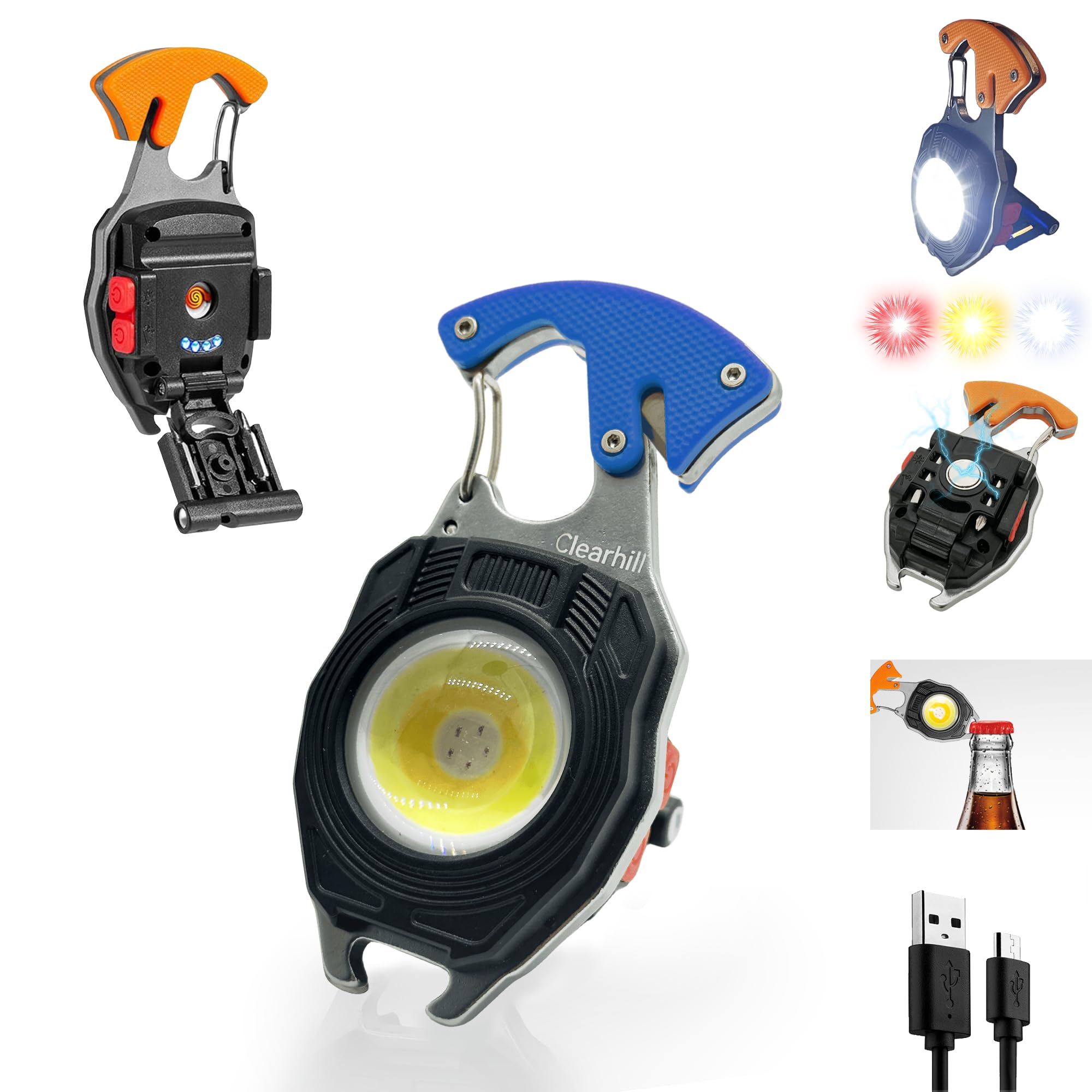 Picture of Keychain W5147 Work Light Multifunctional Cigarette Lighte r Rechargeable Portable led Strong Mini Flashlig