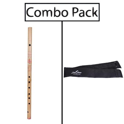 Picture of Combo of Bamboo Traditional Designed Flute A Sharp and Flute Bag - Natural