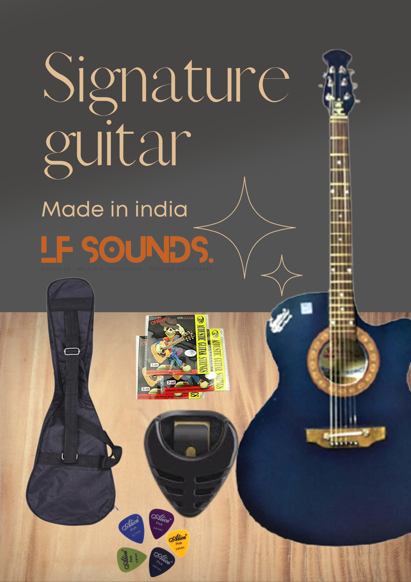 Picture of Indian Semi-Electric Signature Guitar Blue