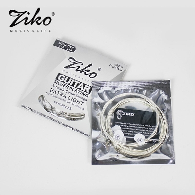 Picture of ZIKO DUS-010 SILVER PLATING EXTRA LIGHT Acoustic Guitar Strings SetBright Rich Tone