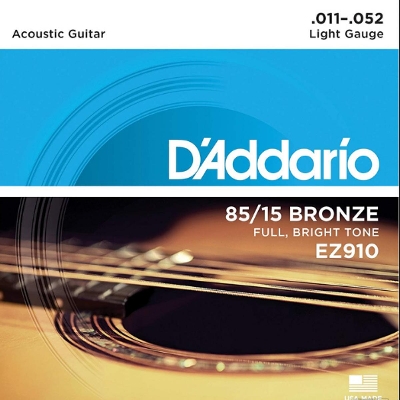 Picture of D'addario ez910 85/15 ব্রোঞ্জ লাইট গেজ অ্যাকোস্টিক গিটার স্ট্রিংস সেট - guitar accessories