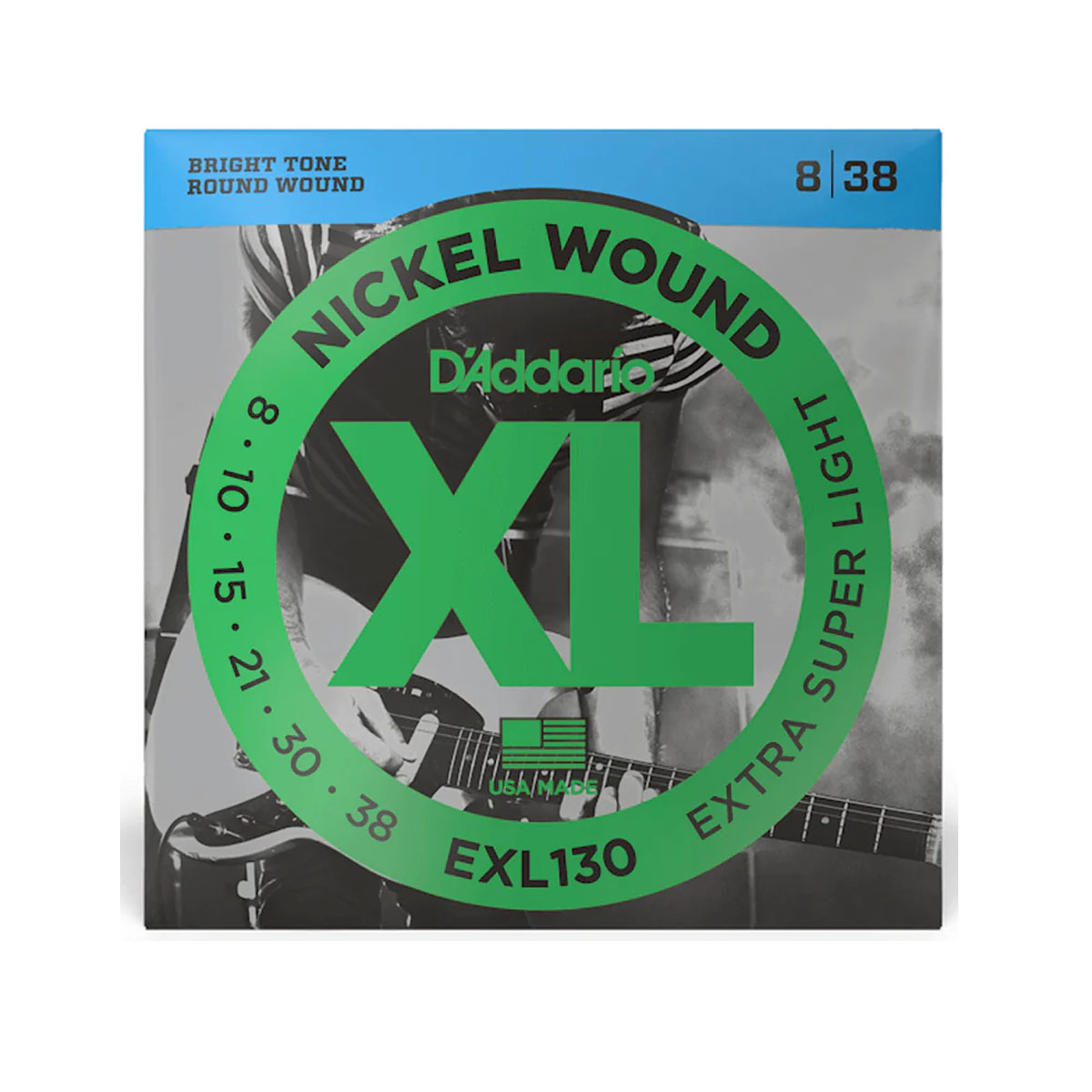 Picture of D'Addario EXL130 Nickel Wound Electric Guitar Strings, Extra-Super Light, 8-38