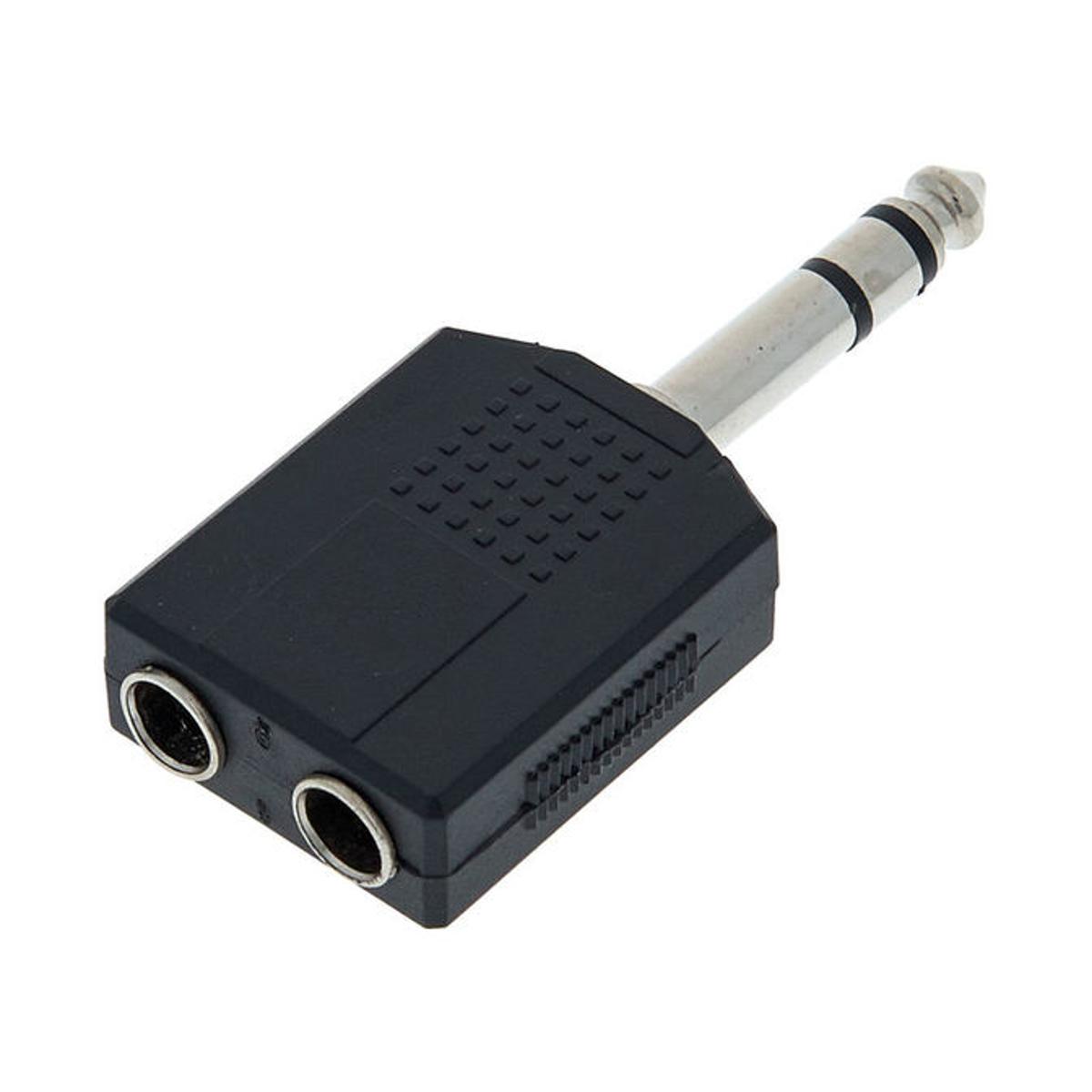 Picture of Single Male to Female 6.35mm Dual Mono Stereo Jack Headphone Microphone Y Splitter Converter 1/4" Stereo Audio Jack Plug Adapter