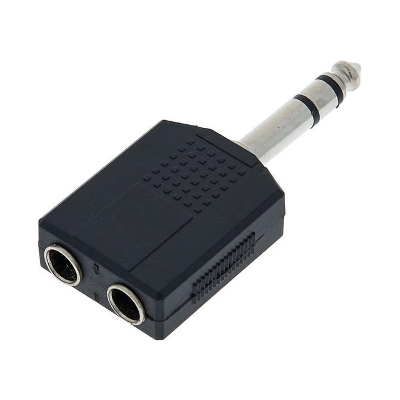 Picture of Single Male to Female 6.35mm Dual Mono Stereo Jack Headphone Microphone Y Splitter Converter 1/4" Stereo Audio Jack Plug Adapter