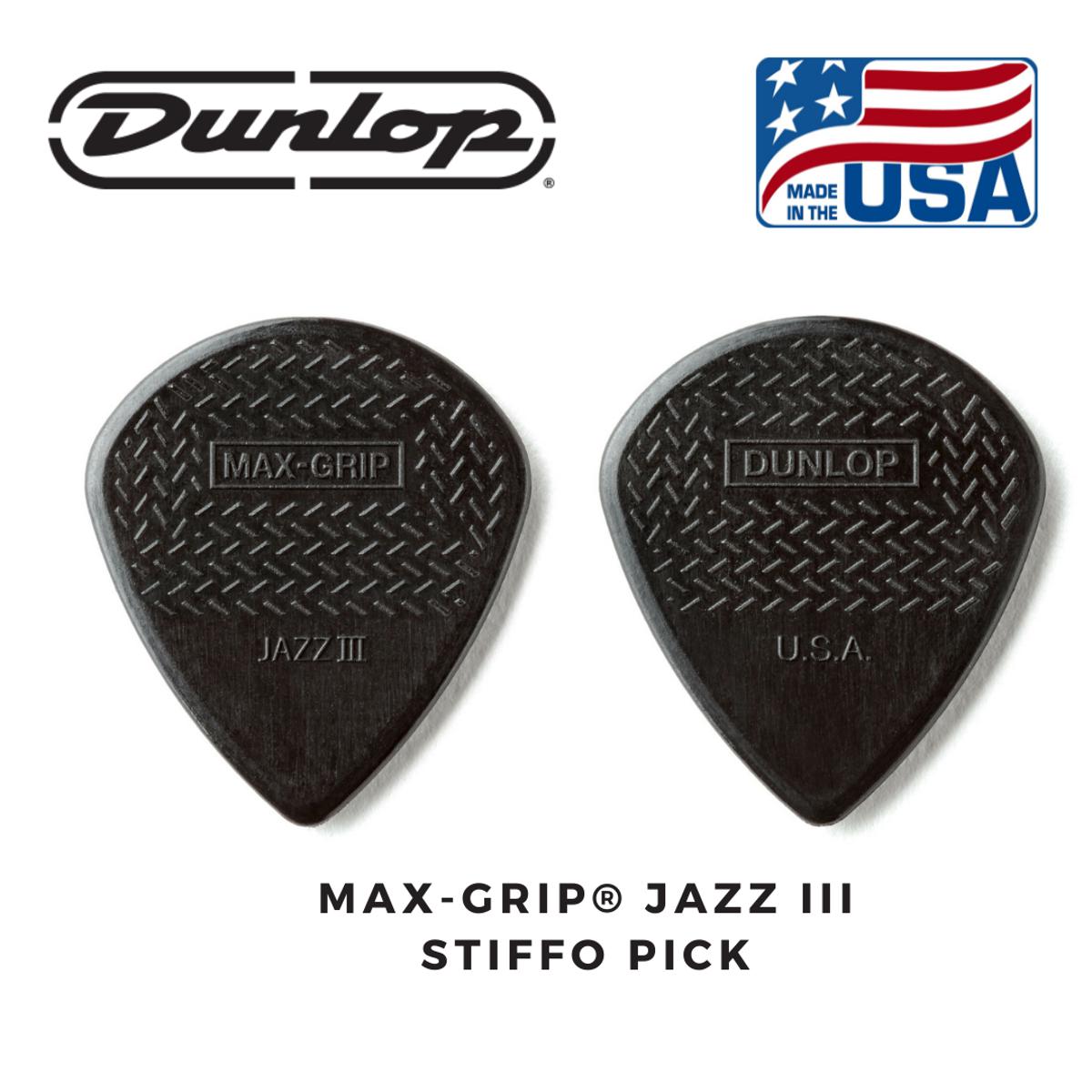 Picture of Dunlop 471p3s নাইলন ম্যাক্স-গ্রিপ জ্যাজ iii গিটার পিক কালো "স্টিফো" মার্কিন যুক্তরাষ্ট্র তৈরি - guitar accessories